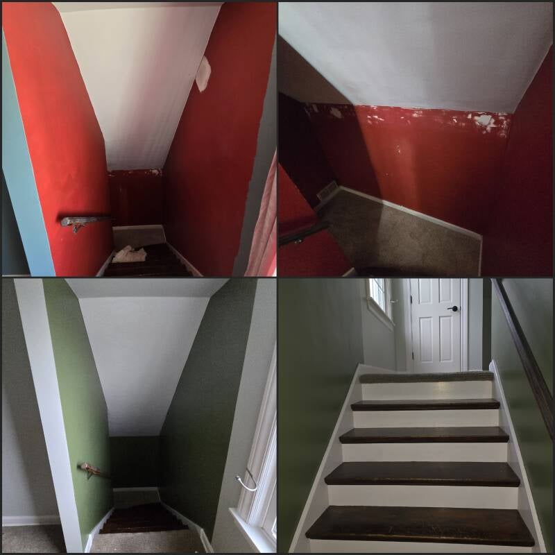 Painted stairwell before and after